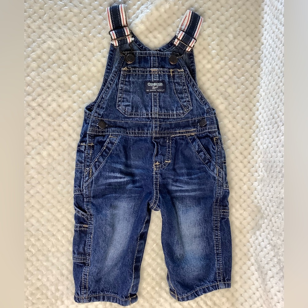 OshKosh B'gosh Blue Denim Overalls with Adjustable Straps 9M 9 Months